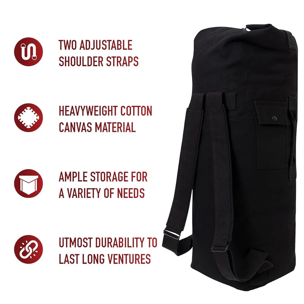 Rothco GI Type Enhanced Double Strap Duffle Bag – Durable Military Canvas Gear Bag