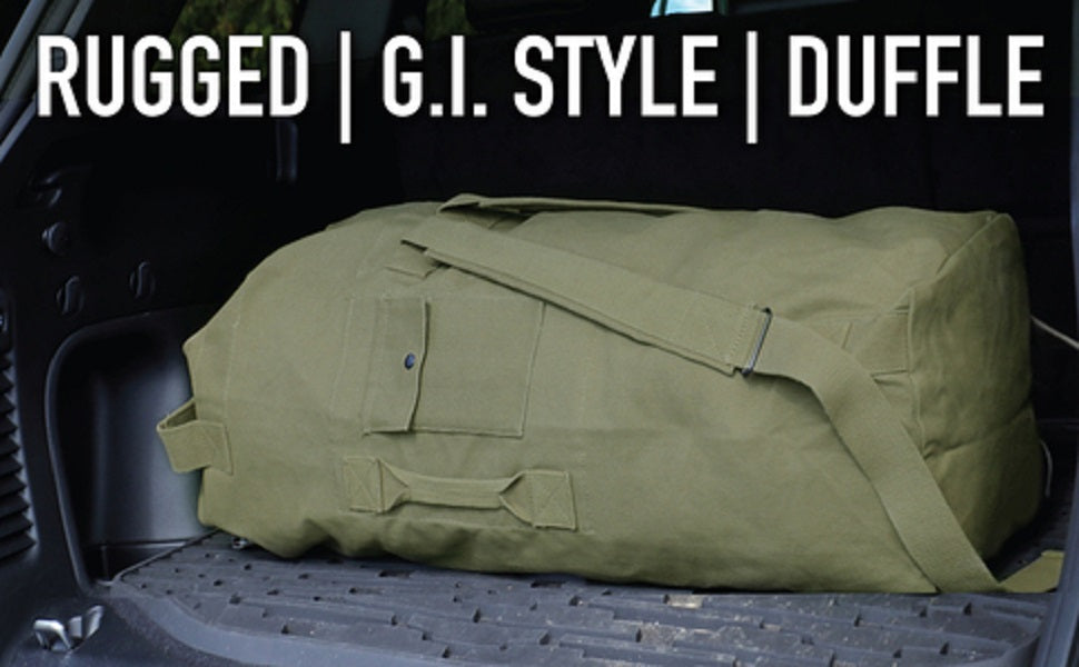 Rothco GI Type Enhanced Double Strap Duffle Bag – Durable Military Canvas Gear Bag