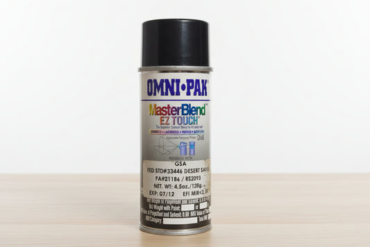 Omni-Pak Masterblend EZ Touch aerosol can designed for use with enamels, lacquers, vinyls, and acrylics
