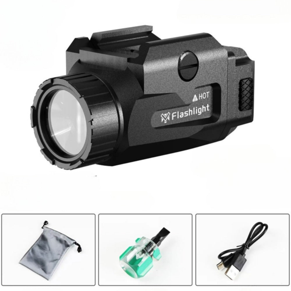 Mini Gun Light 800 Lumens Pistol Tactics Flashlight Rechargeable LED Torch for Outdoor Hunting Shooting Fit 20mm Rail Airsoft -