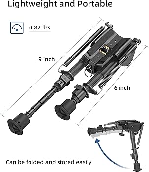 6-9" Adjustable Rifle Bipod Compatible With Picatinny Rail Mount