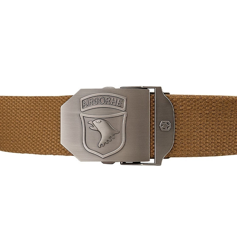 Men's Inner Waist Belt Polyester Cotton Zinc Alloy Automatic Buckle Leather Edging Wear