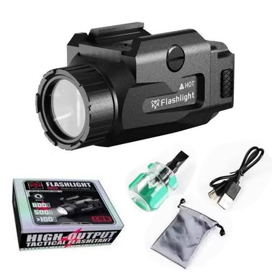 Mini Gun Light 800 Lumens Pistol Tactics Flashlight Rechargeable LED Torch for Outdoor Hunting Shooting Fit 20mm Rail Airsoft -