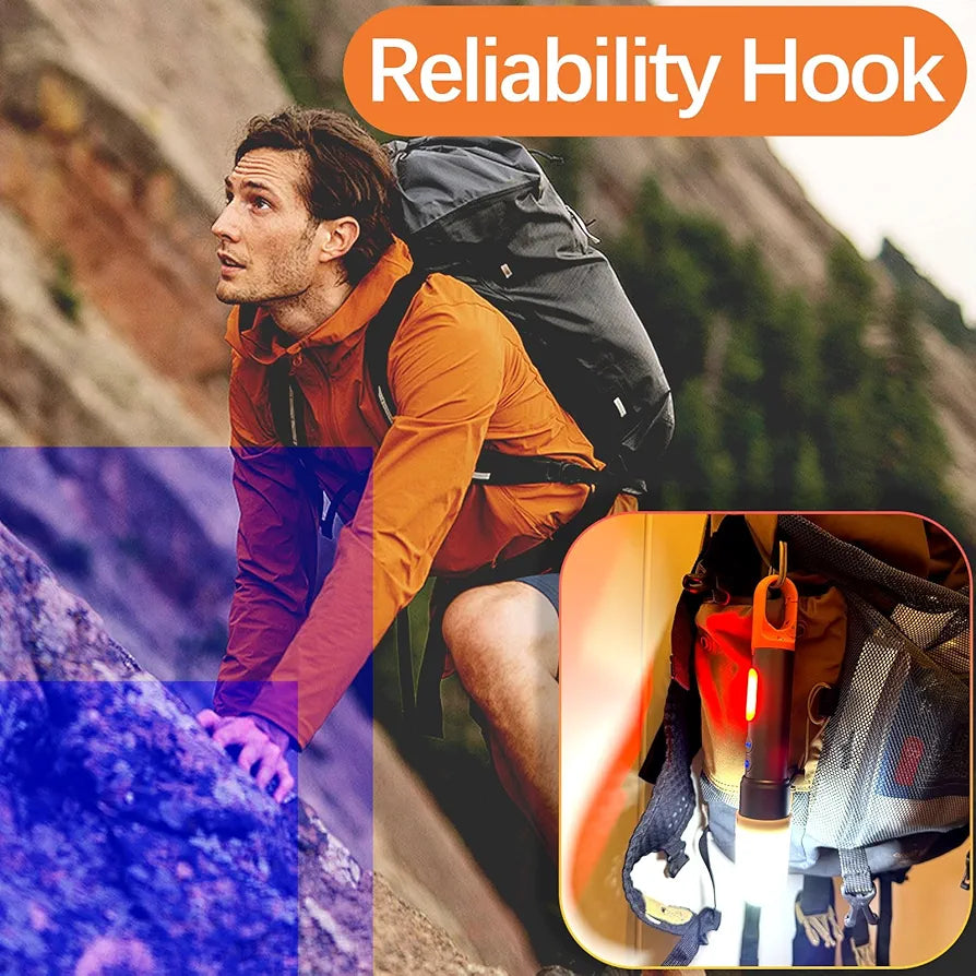 LED Light Rechargeable Tactical LED Flashlight – Zoomable with Camping COB Sidelight & Multicolor Lens