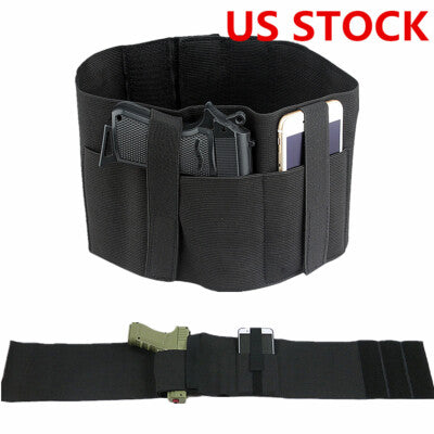 Concealed Carry Belly Band Holster with Spare Magazine & License Pouches