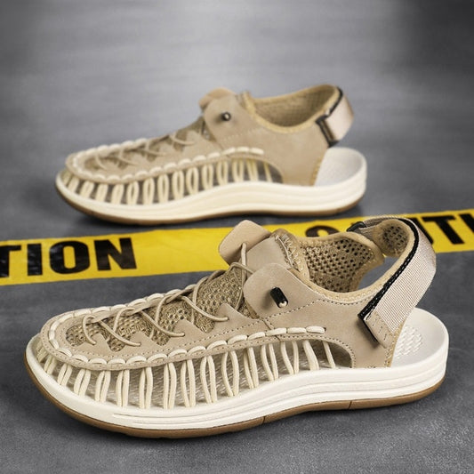 summer knitted sandals men, breathable men’s sandals, casual outdoor footwear, comfortable sandals Pakistan, summer footwear for men, knitted sandals for hot weather, lightweight sandals Pakistan, non-slip outdoor sandals
